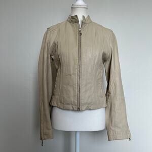 Cream leather jacket!